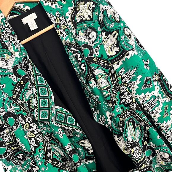 Chico's Women's M Blazer Jacket Paisley Open Front‎ Waterfall Art to Wear Career - Picture 1 of 9